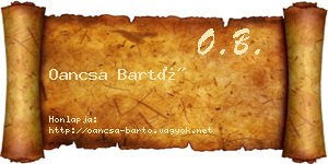Oancsa Bartó névjegykártya